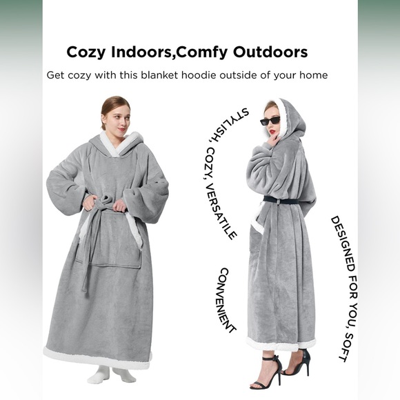 bedsure | Other | Bedsure Ovesized Wearable Blanket Hoodie Long Sherpa  Fleece Blanket Sweatshirt | Poshmark